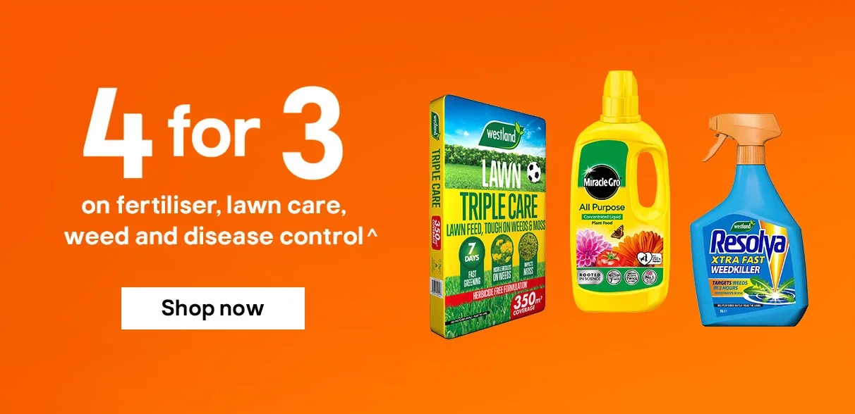 4 for 3 on fertiliser, lawn care, weed and disease control^ - Shop now