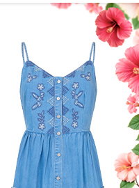 Ellie Embroidered Denim Dress