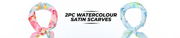 2pc Watercolour Satin Scarves