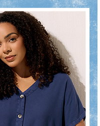 M&Co Navy Blue Button Front Blouse