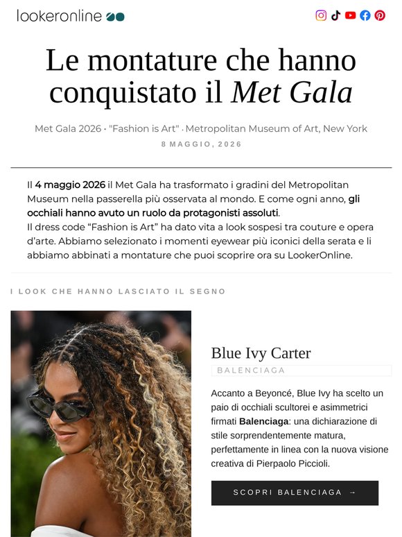 ✨ Gli occhiali più fotografati del Met Gala