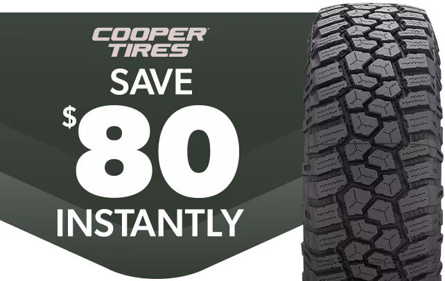 Save $80 Instantly on 4 Select Cooper Tires