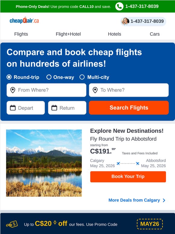 ✈ Explore New Destinations! Fly Round Trip from C$191.99*