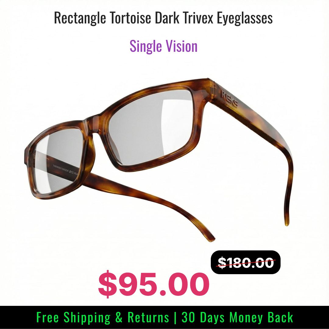 Rectangle Tortoise Dark Eyeglasses