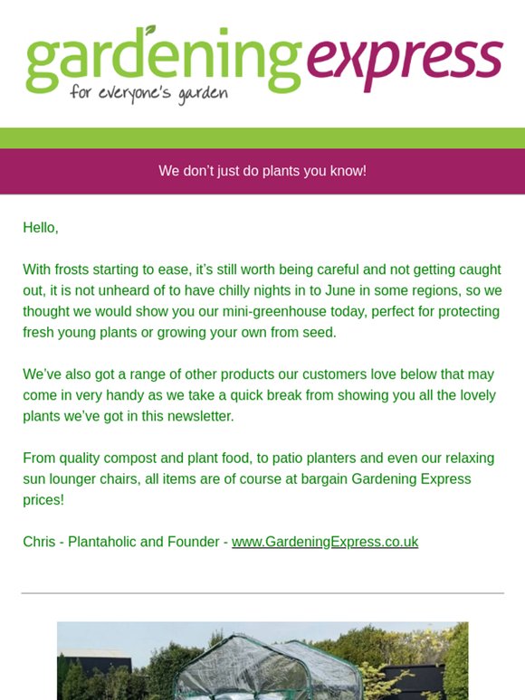 Bargain Four Tier Greenhouse, Sun loungers, Patio Planters, Compost Deals, Raised Beds, Plant Food and much more!