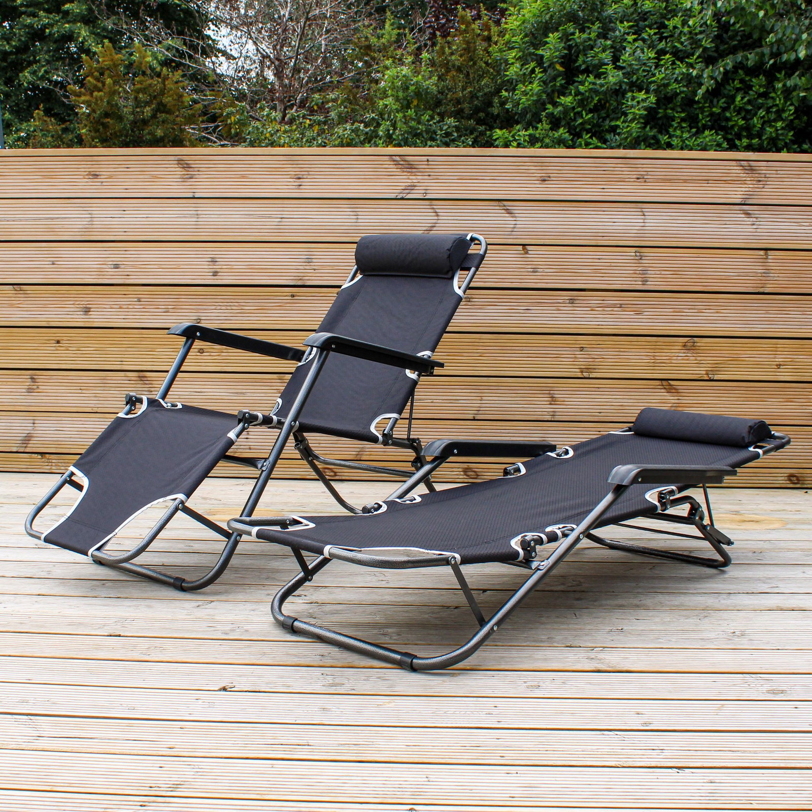 Pair of Folding Sunloungers