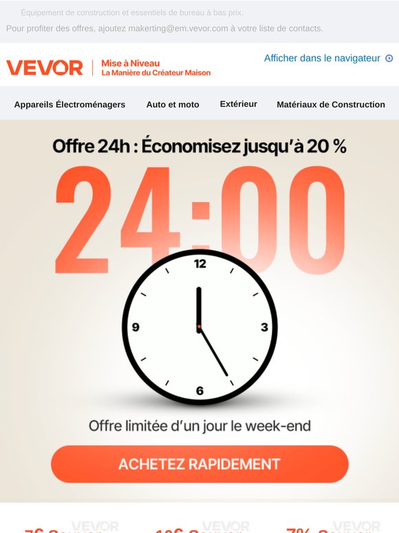 Offres limitées sur tout le site pour le week-end