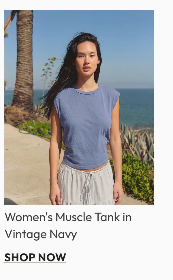 Women's Muscle Tank in Vintage Navy