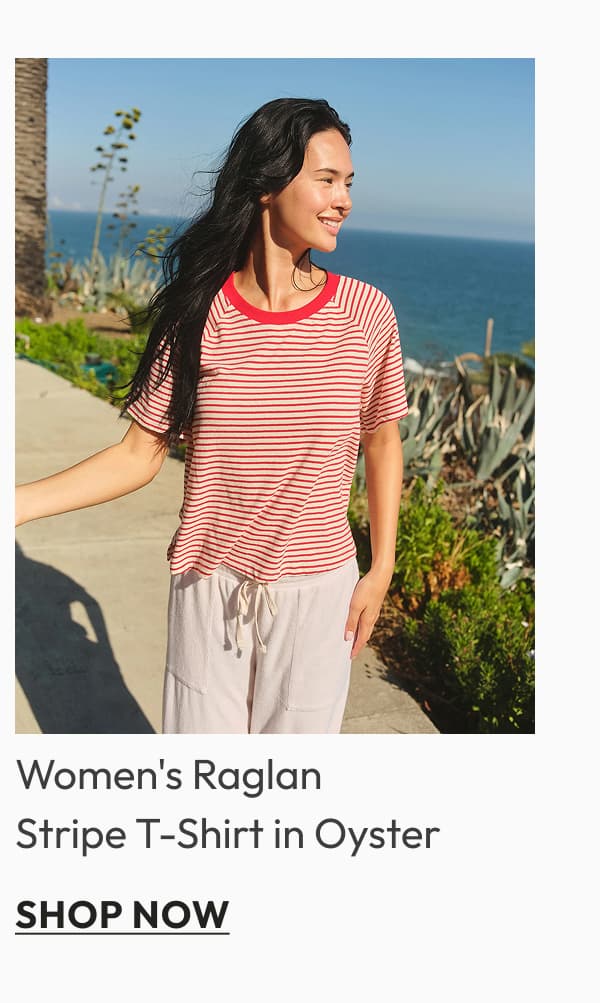 Women's Raglan Stripe T-Shirt in Oyster