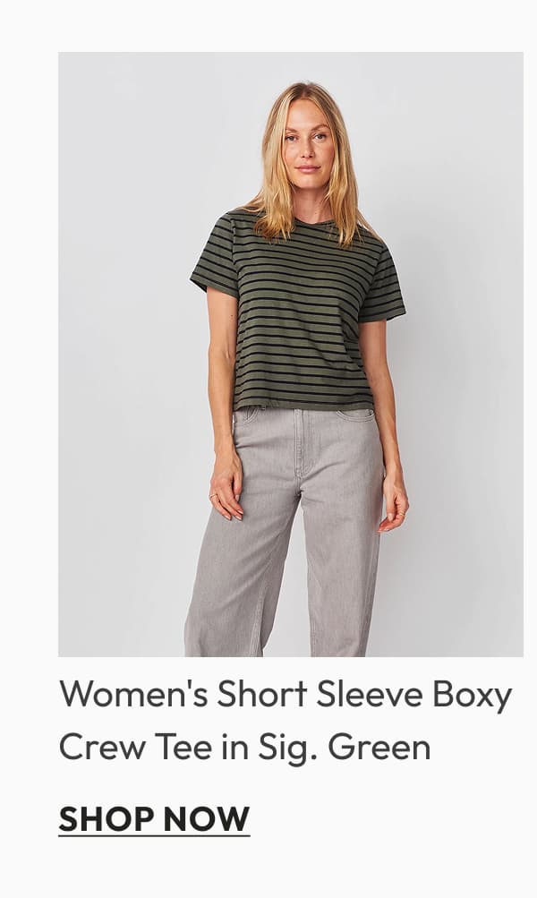 Women's Short Sleeve Boxy Crew Tee in Sig. Green