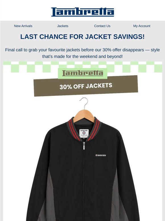 Last Chance for Jackets Savings!