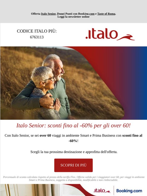 Italo Senior: sconti fino al -60% per gli over 60!