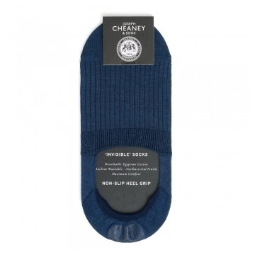 Ribbed Egyptian Cotton Navy Invisible Socks