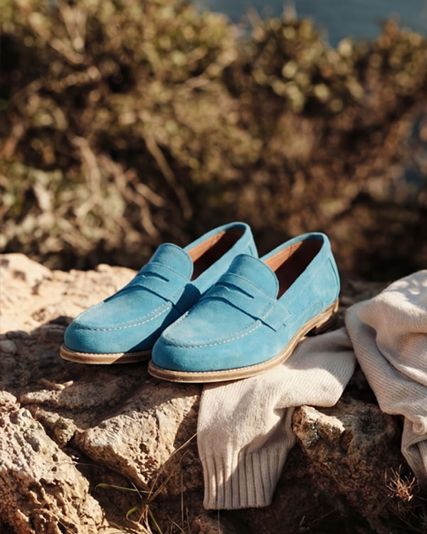 Strand EF Saddle Loafer in Sky Blue Suede | Shop Now