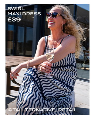 LTS Tall Ivory White & Blue Swirl Maxi Dress - @tallternative_retail