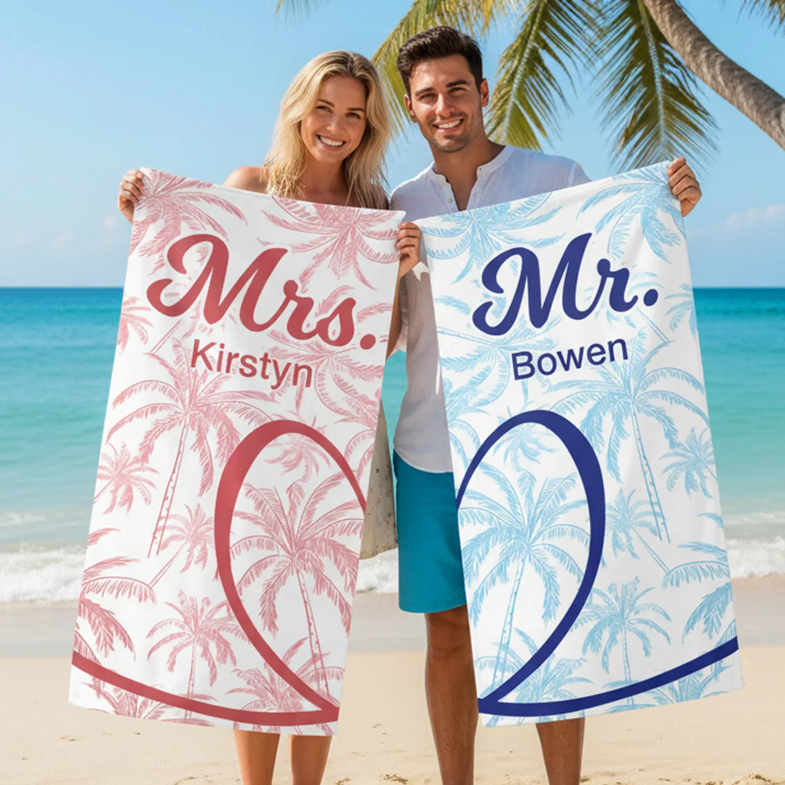 Palm Half Heart Beach Towel