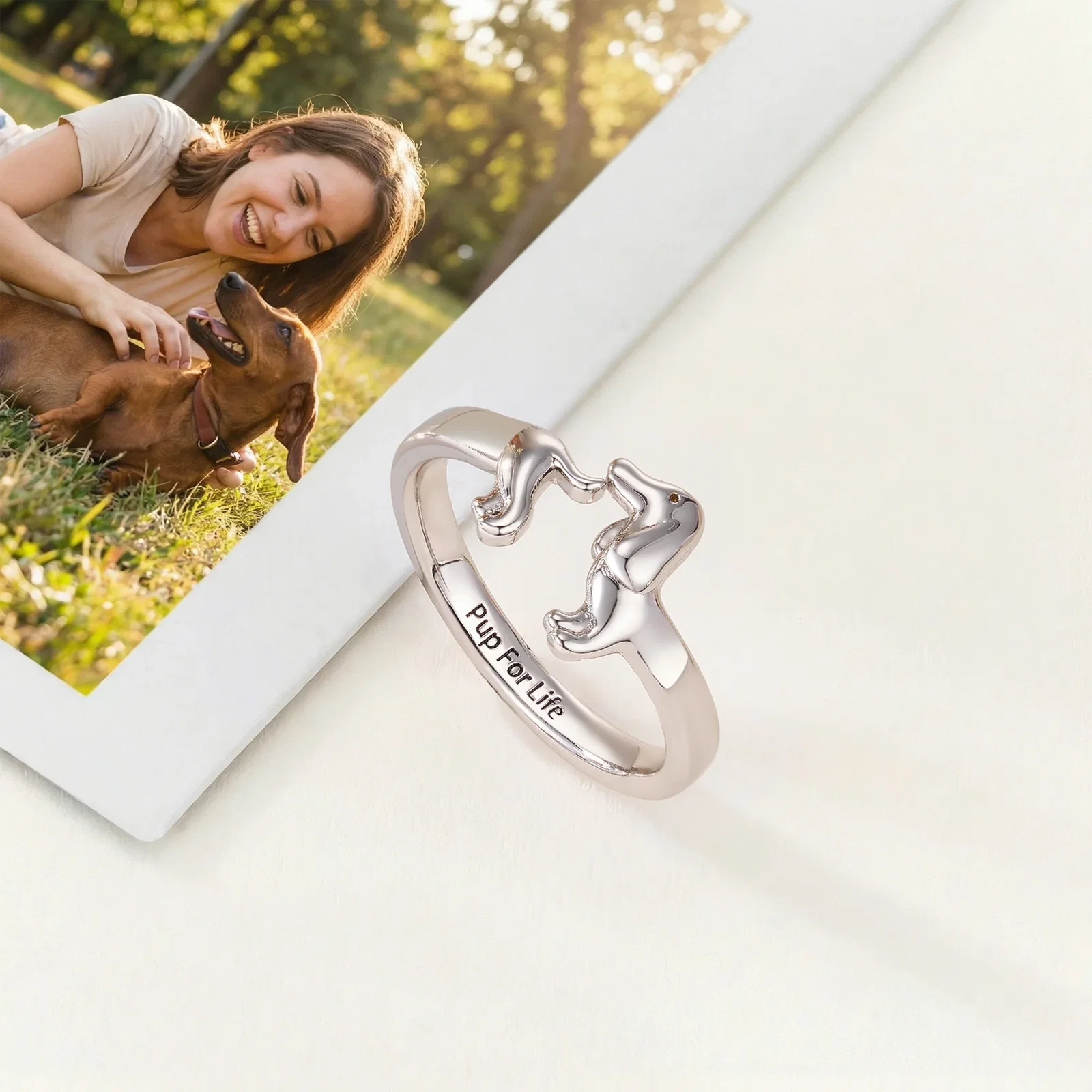 Engraved Dachshund Wrap Ring