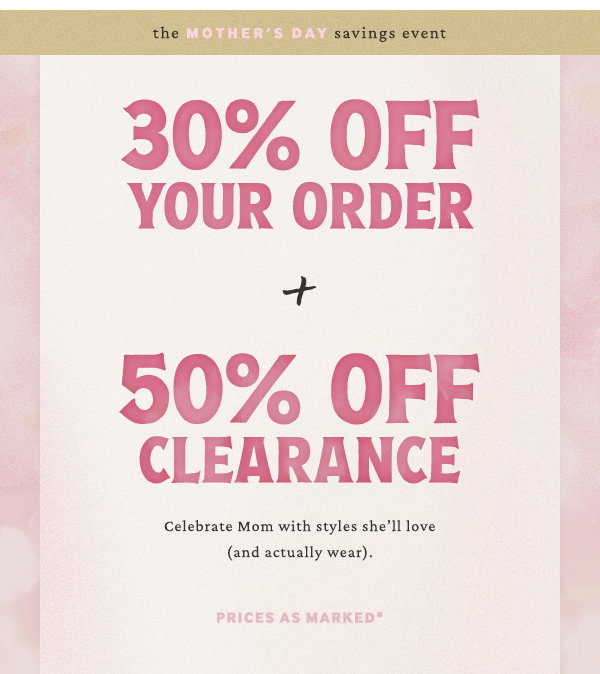 30-50% off sitewide