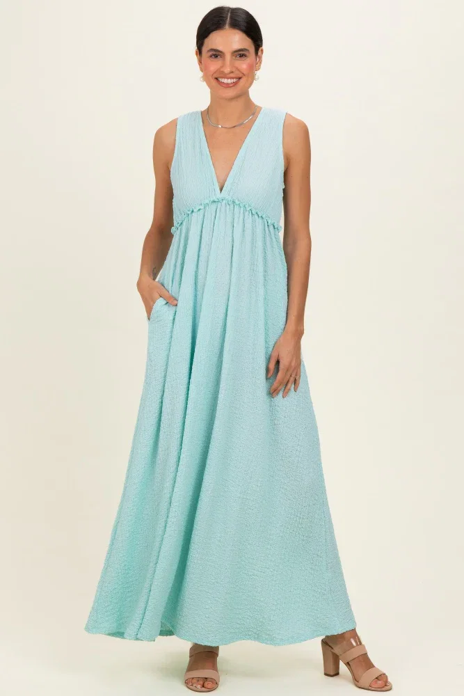 Image of Mint Sleeveless Deep V-Neck Maxi Dress