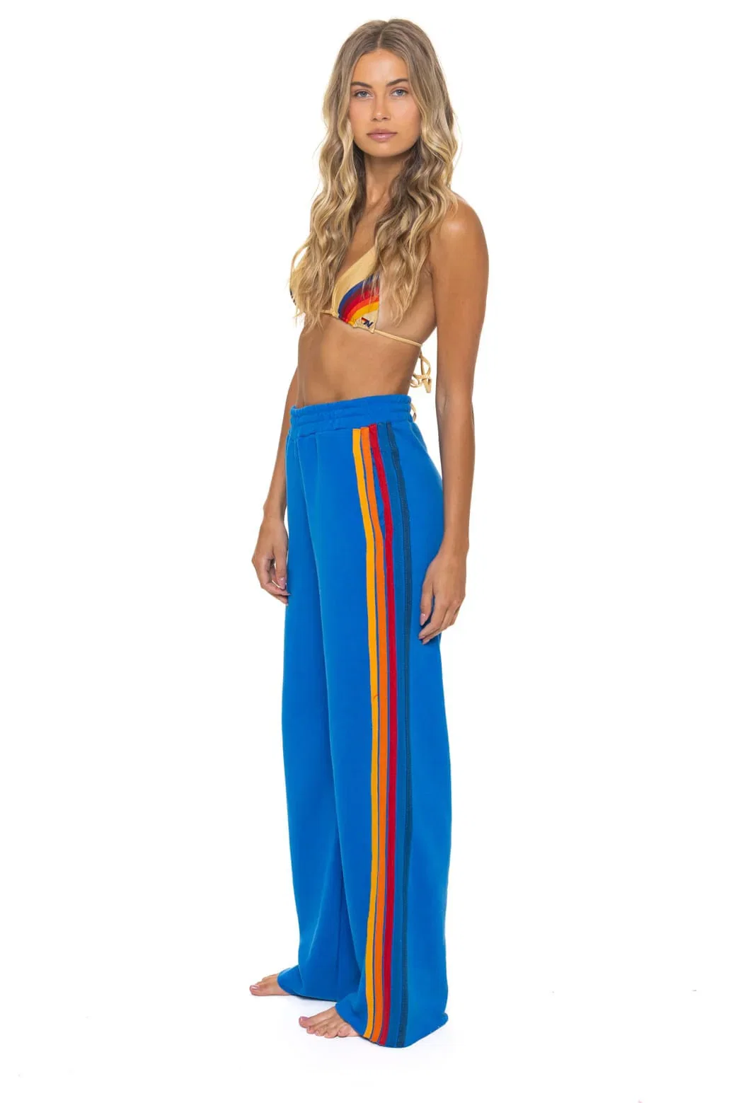 Image of 5 STRIPE WIDE LEG POCKET SWEATPANTS - OCEAN