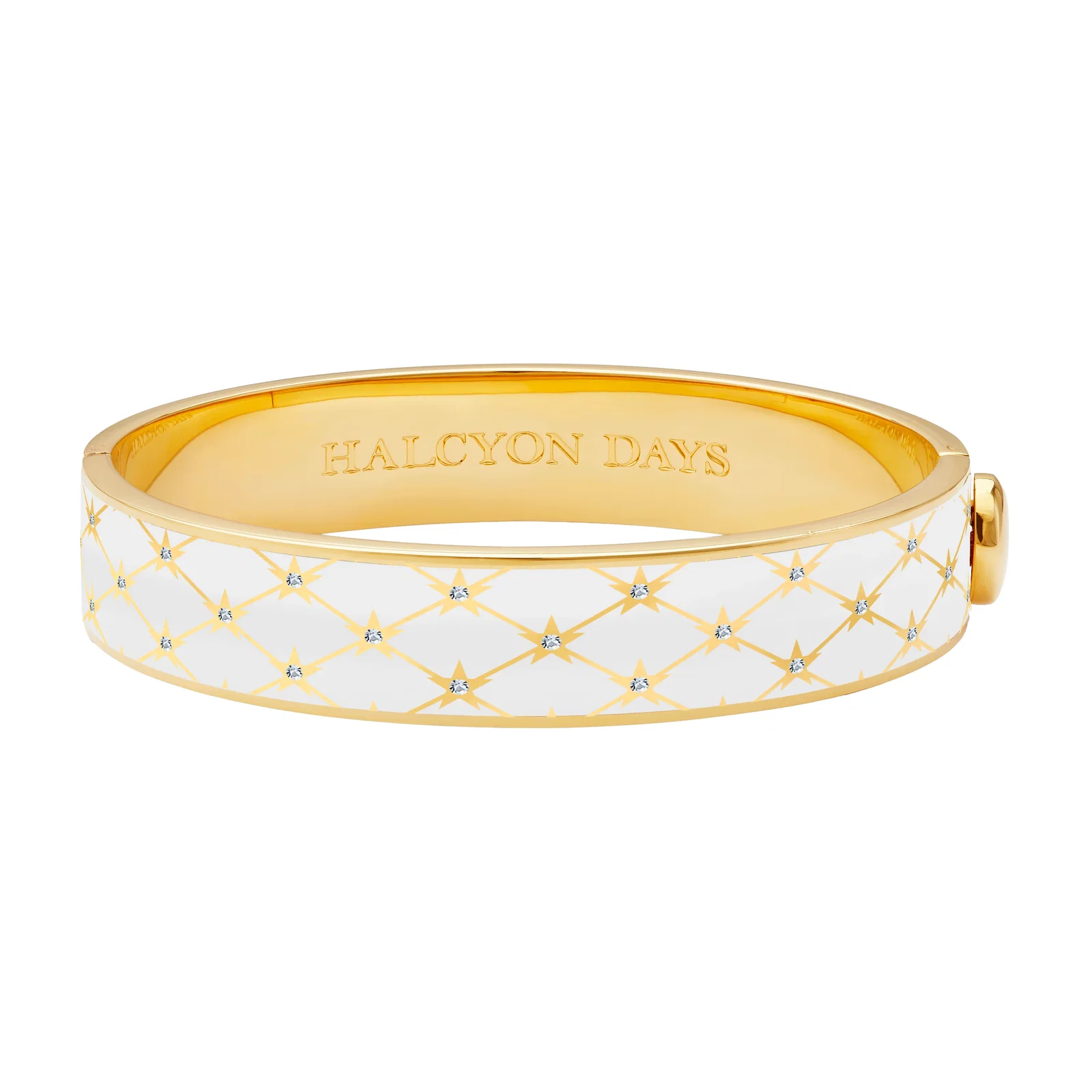Image of Star Sparkle Trellis Hinged Bangle in Cream & Gold