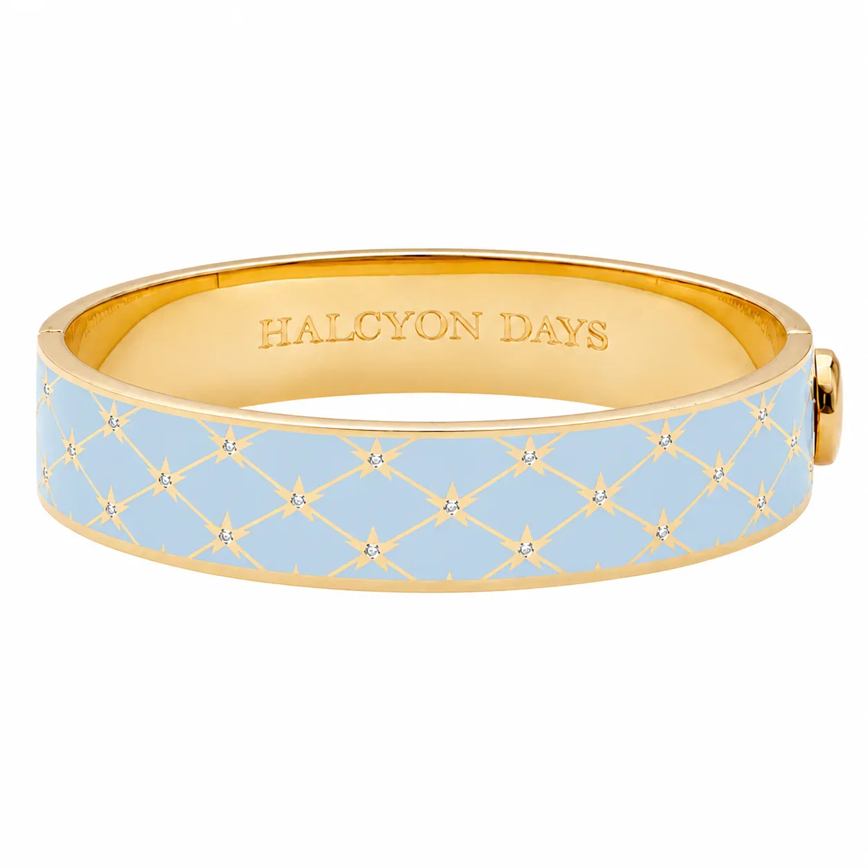 Image of Star Sparkle Trellis Hinged Bangle in Forget-Me-Not Blue & Gold