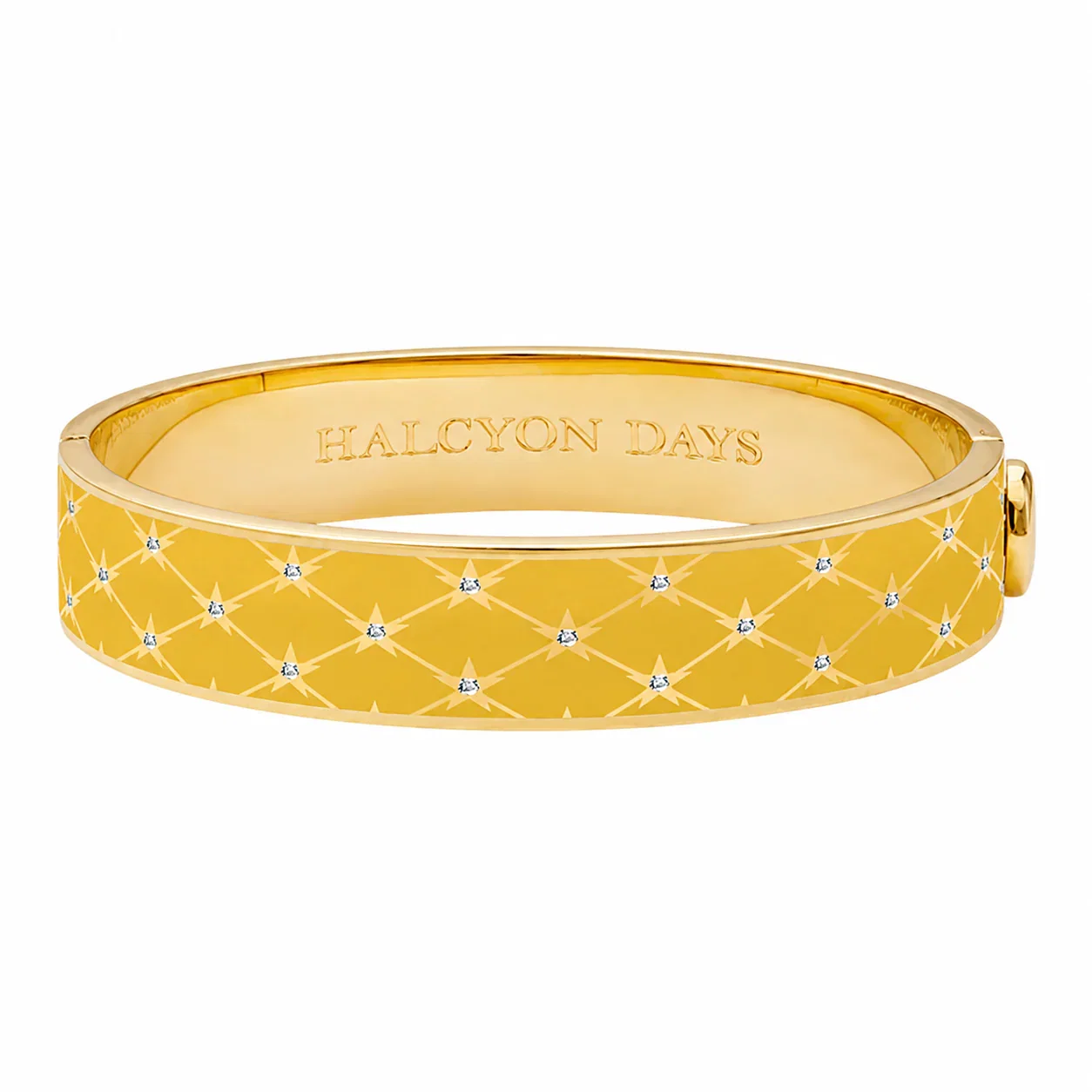Image of Star Sparkle Trellis Hinged Bangle in Yellow & Gold
