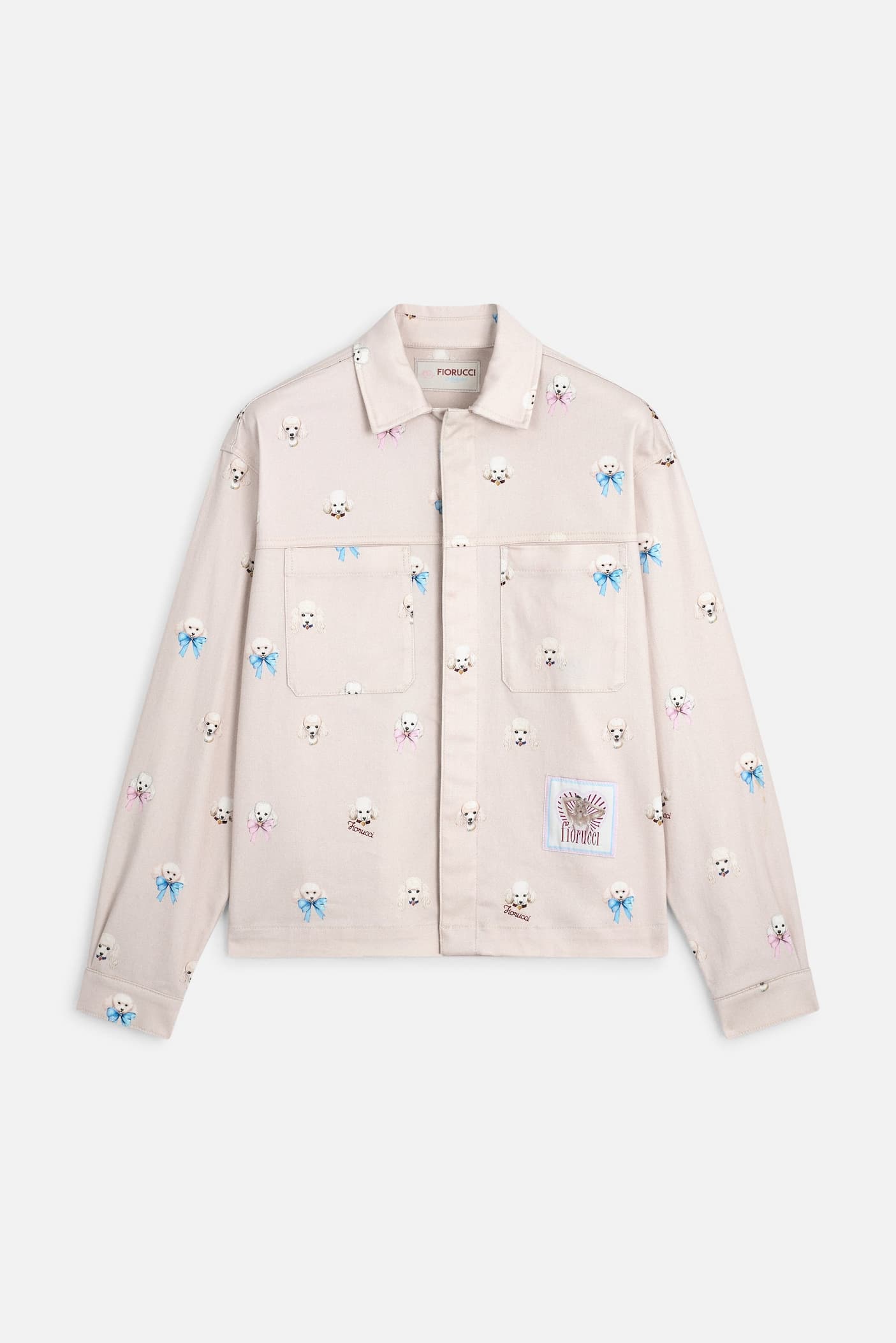 Poodle Print Cotton Jacket In Pink