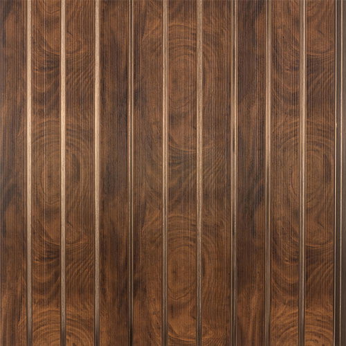 Image of Ribbed Large Slats  Polystyrene Wood Ceiling Panels 112 in x 12 in - (Pack of 10) / 93 sqft