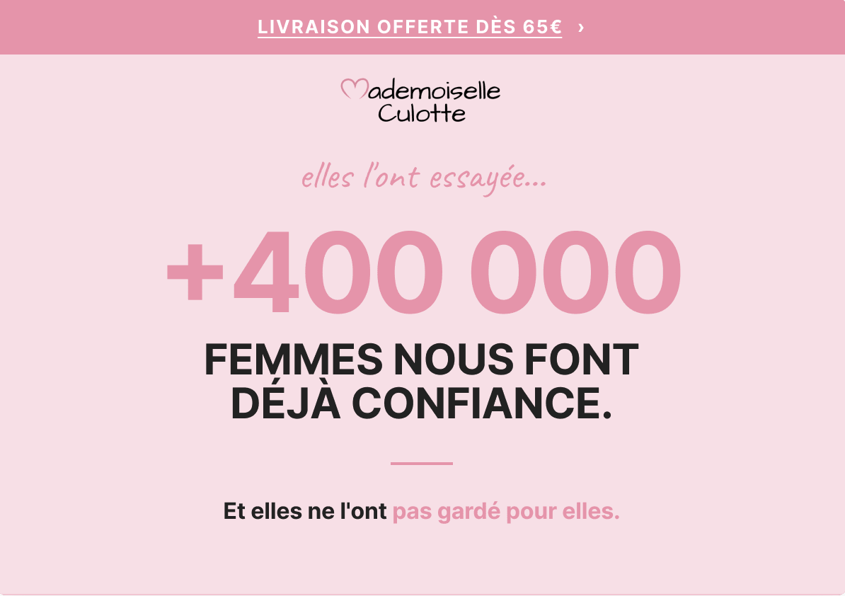 400 000 clientes Mademoiselle Culotte