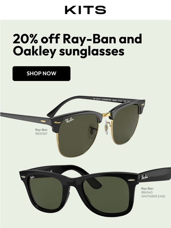 [SALE] 20% off Ray-Ban and Oakley