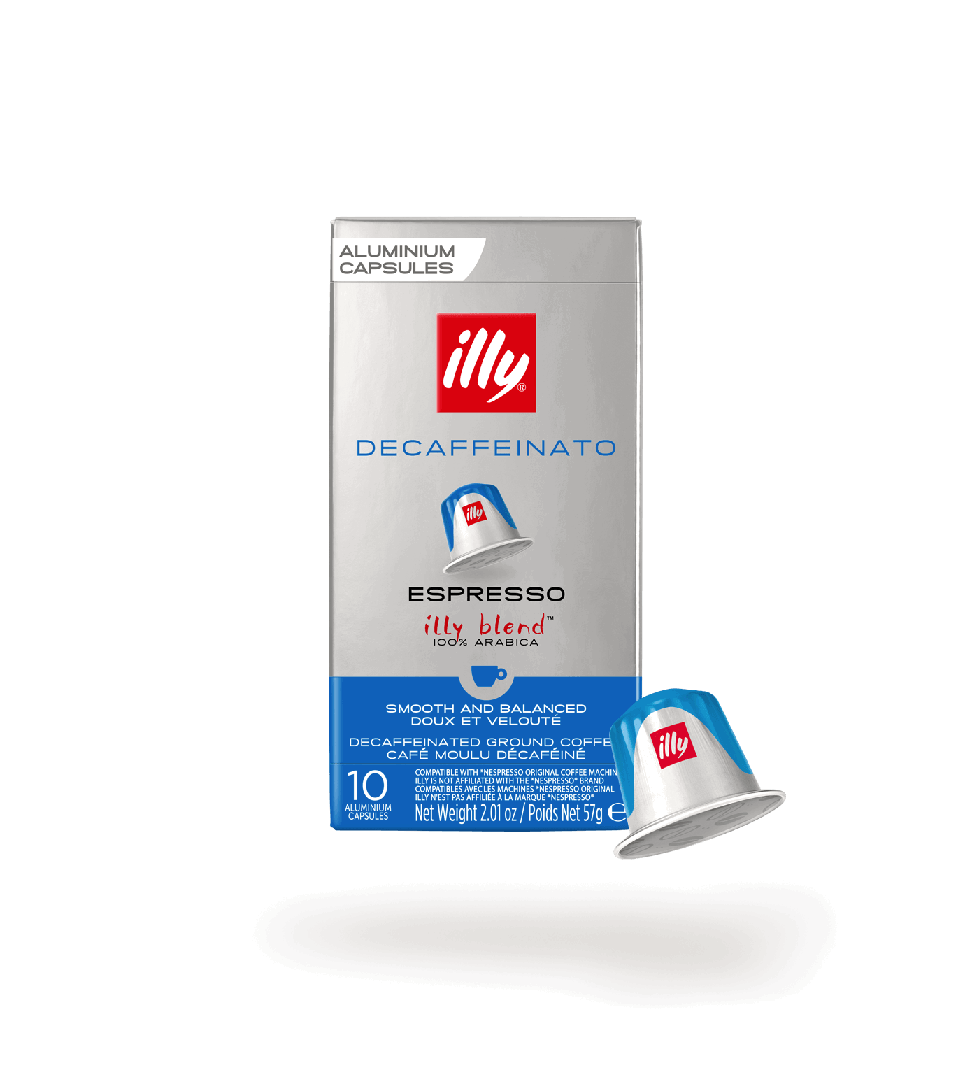 tin of Espresso Compatible* Capsules Decaf coffee