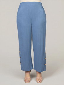Flowy Pull-On Linen Blend Pants
