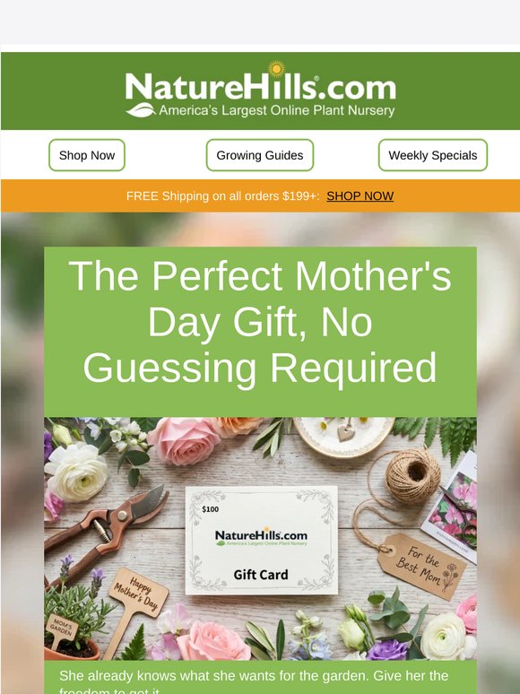 She loves plants. We love moms. Gift cards + 30% off roses.