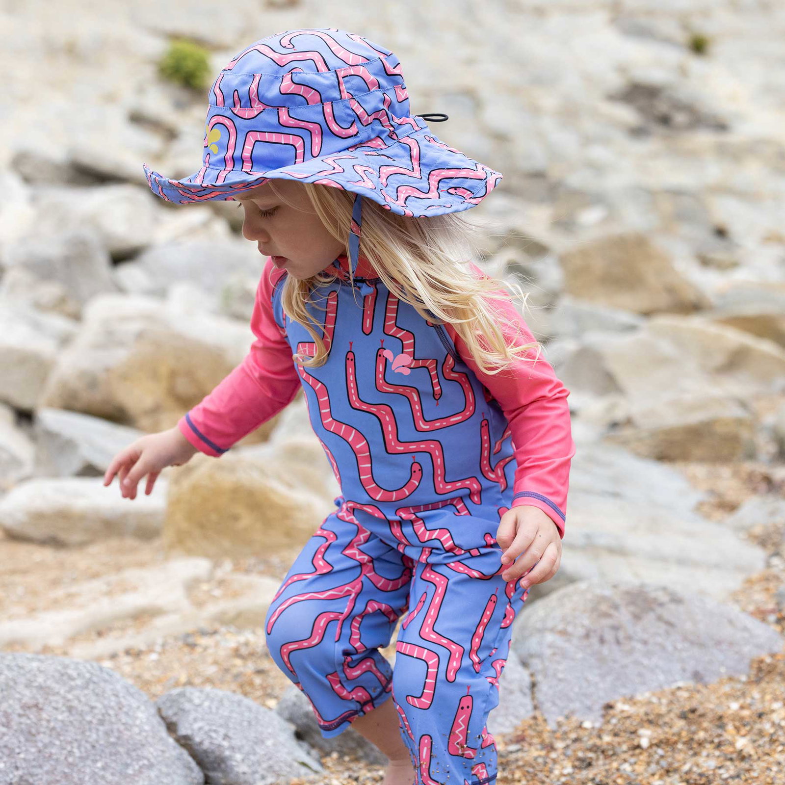 Image of UV Protective Sun Hat Pink Snake