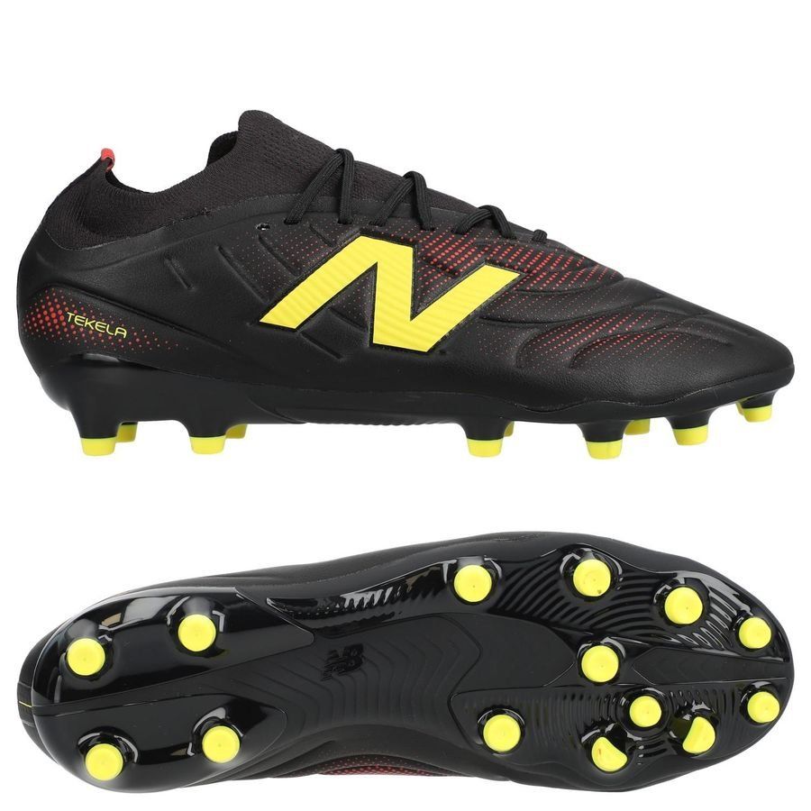 New Balance Tekela V5 Team Low Cut MG Live Wire - Schwarz/Knallgelb Damen