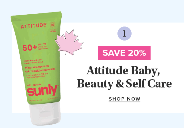 Save 20% on Attitude Baby, Beauty & Self Care