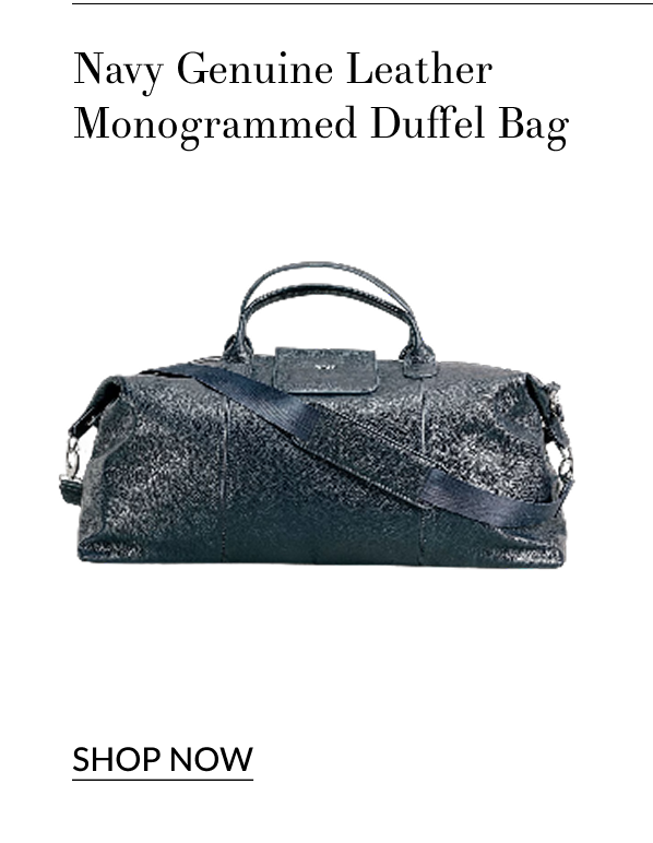 Navy Genuine Leather Monogrammed Duffel Bag [Click here to Shop Now]