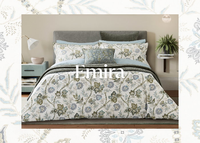 Bedeck of Belfast Emira Bedding in Soft Teal & Green