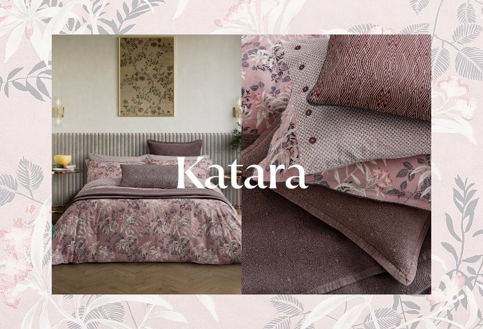 Bedeck of Belfast Katara Bedding in Pink/Grey