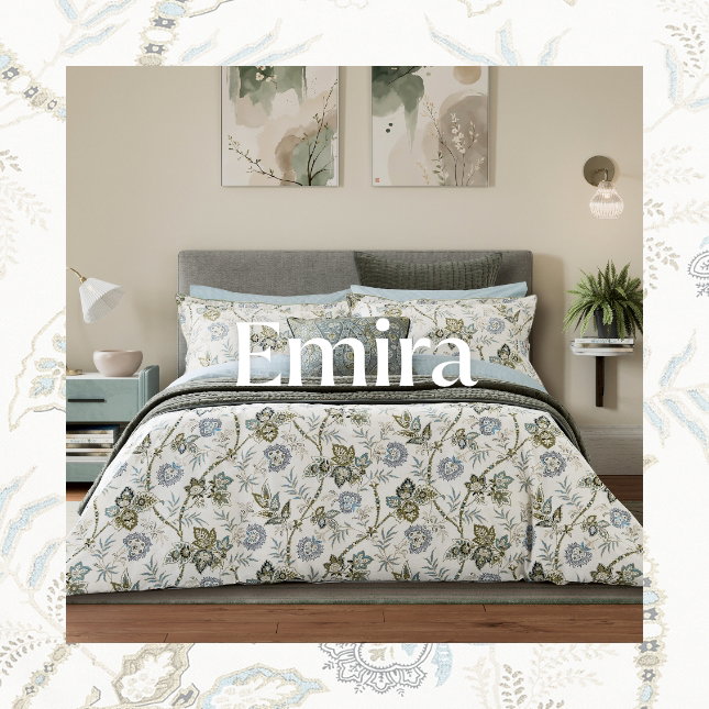 Bedeck of Belfast Emira Bedding in Soft Teal & Green
