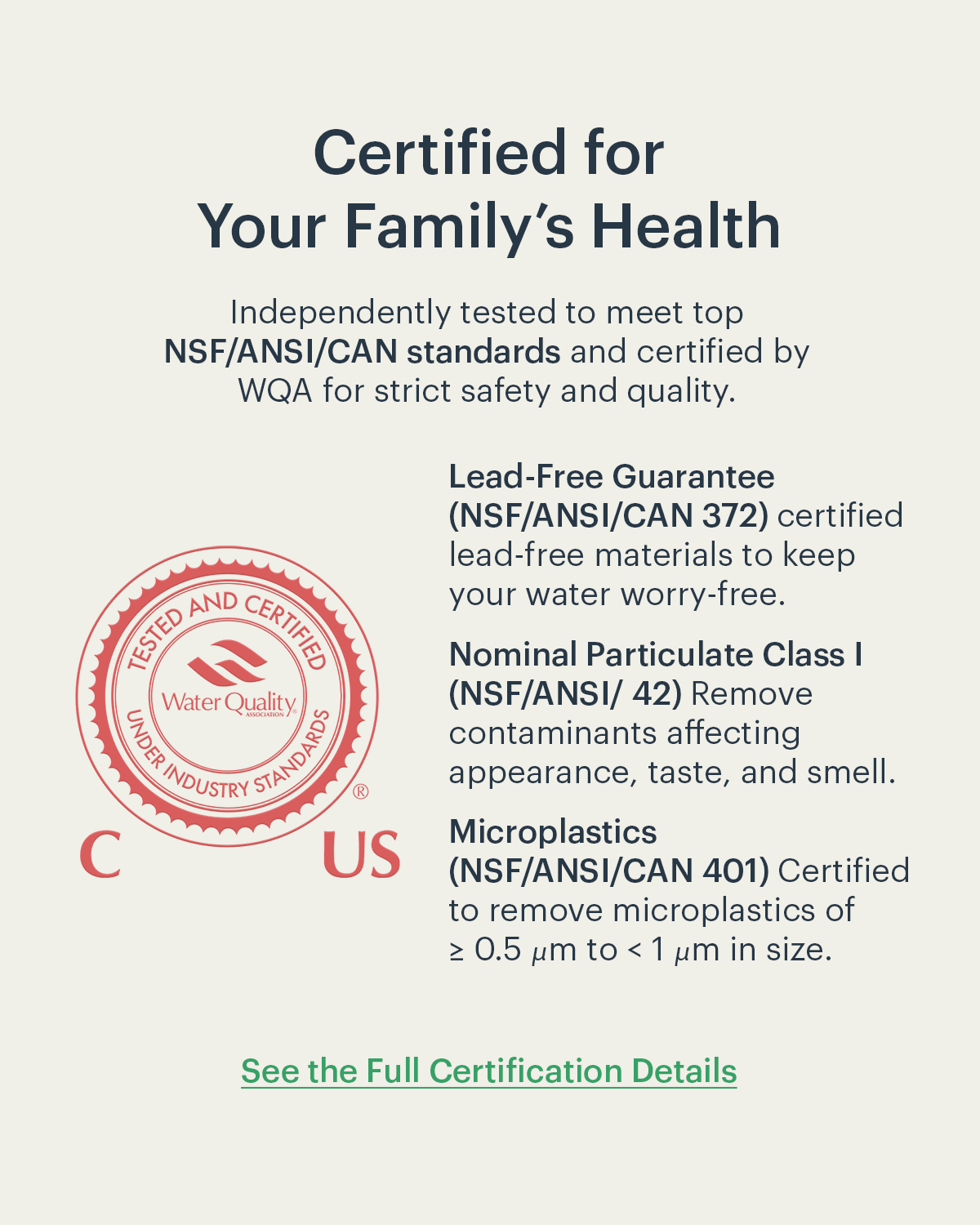 Certified for Your Family's Health