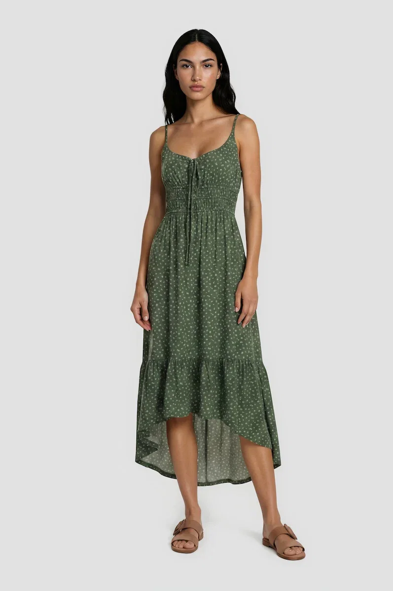 Image of Smocked Tiered Maxi Dress - Green