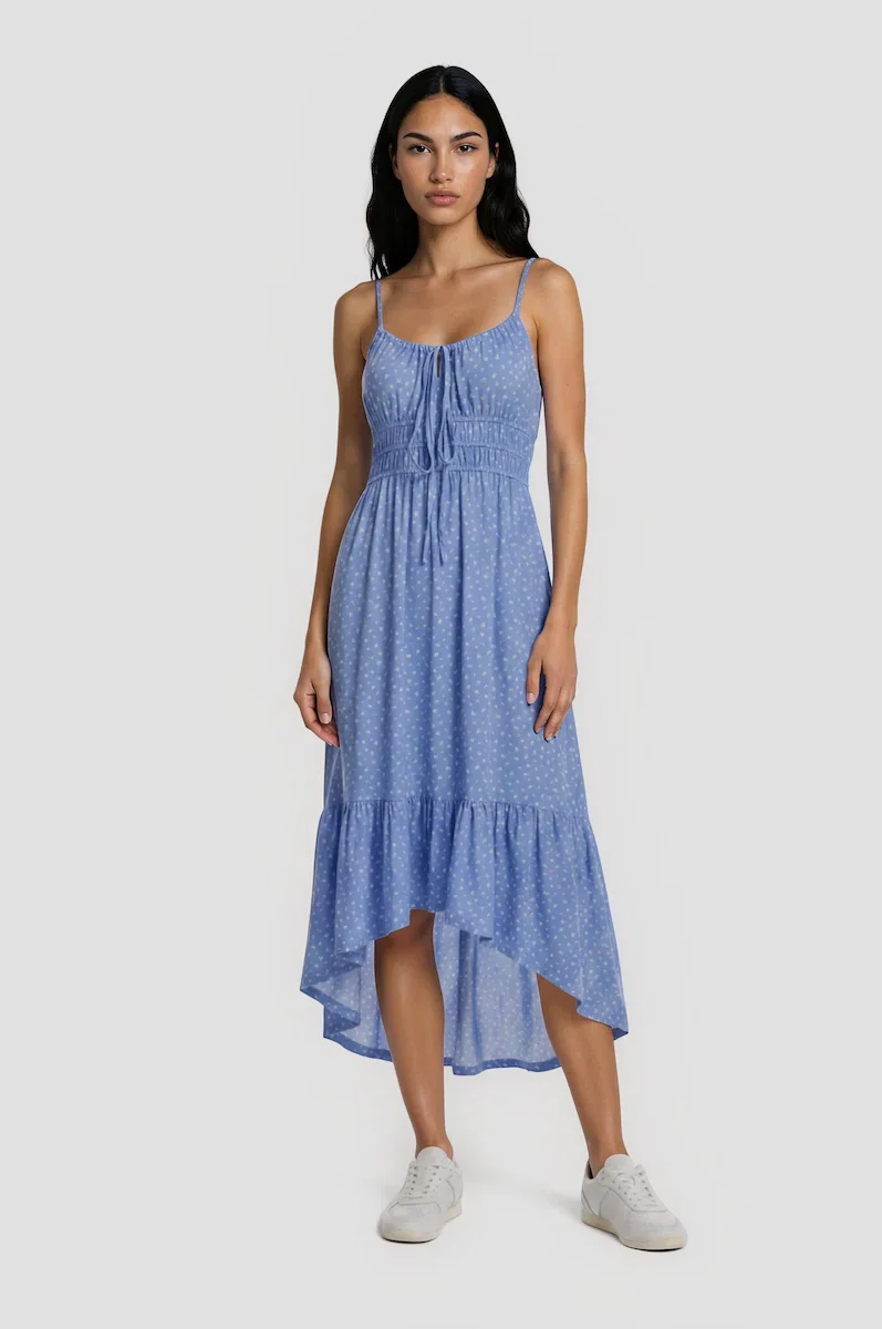 Image of Smocked Tiered Maxi Dress - Blue