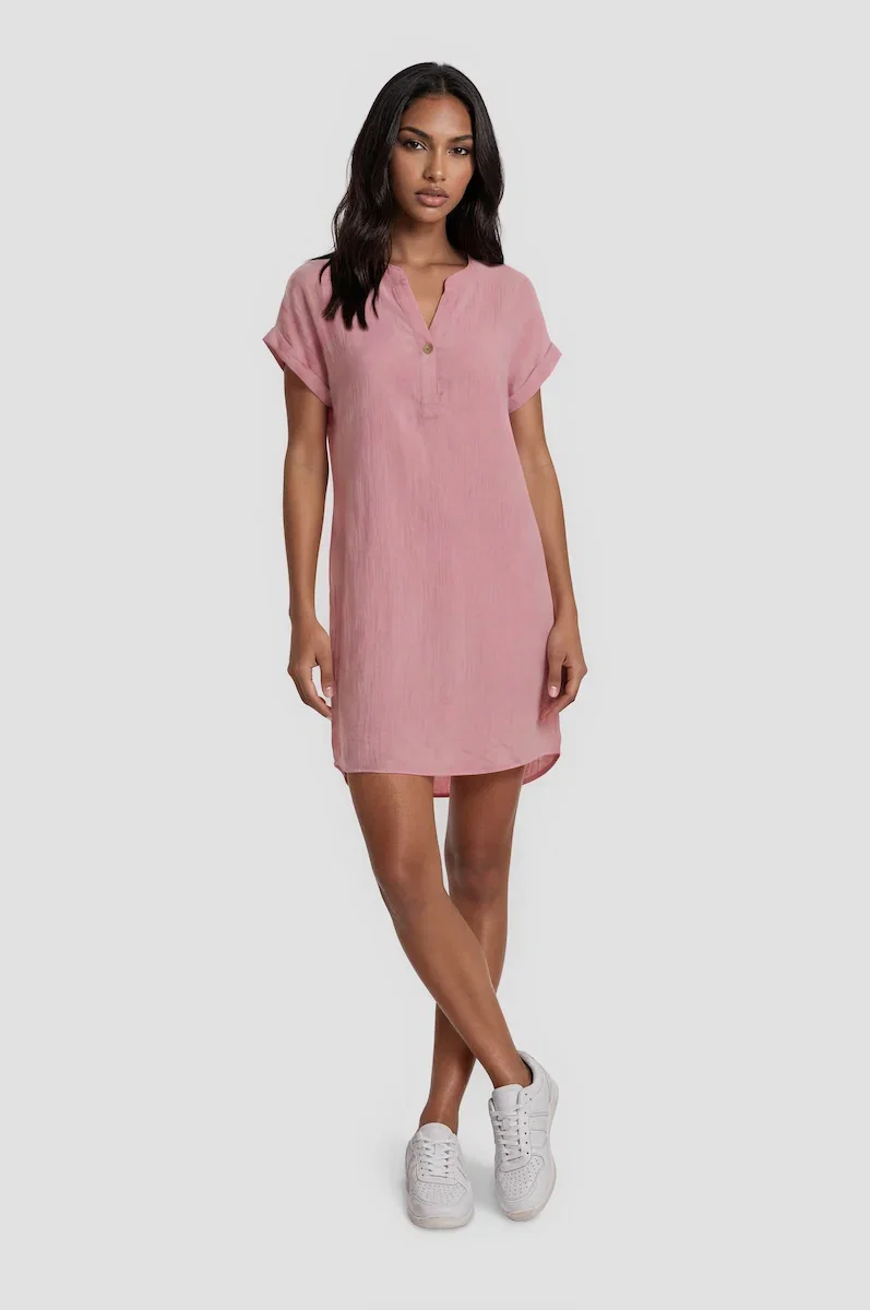 Image of Short Sleeve Day Dress - Pink