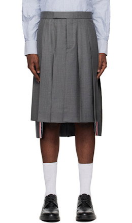 Gray Classic Twill Pleated Skirt - Thom Browne