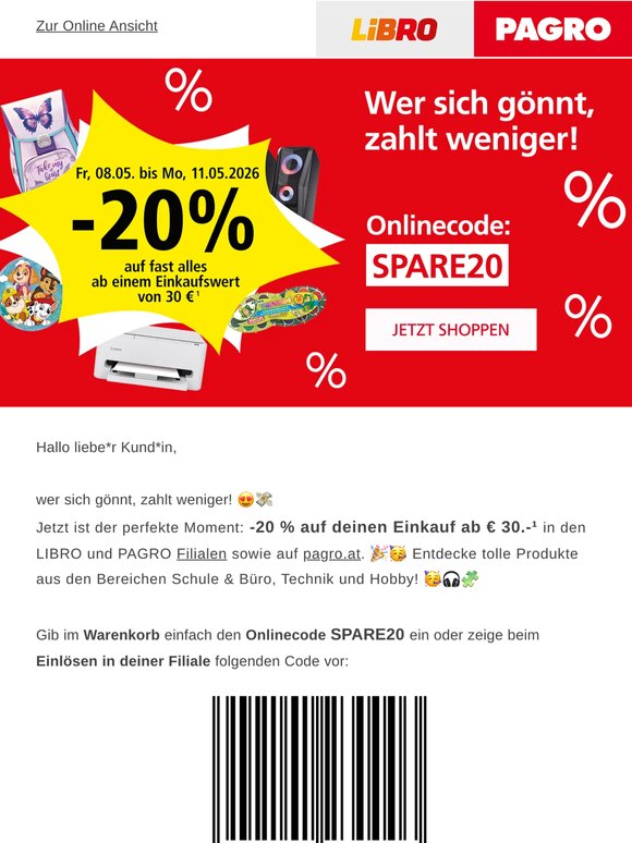 Sichere dir -20% auf deinen Einkauf! 🤩🎉
