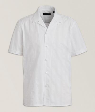 Patrick Assaraf - Cotton Textured Stripe Camp Shirt