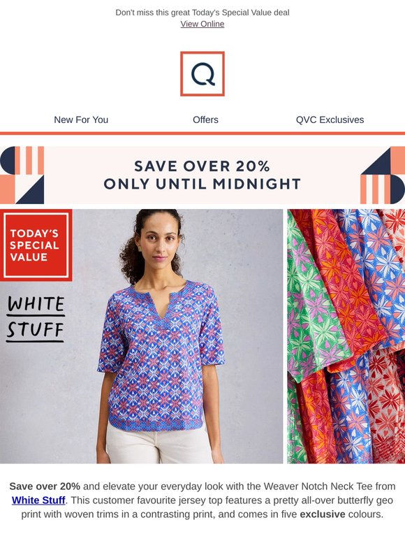 6 hours left to save over 20% on a White Stuff top