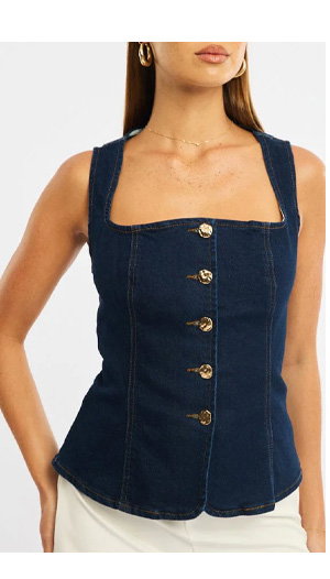 Denim Vest Square Neck
